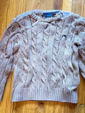 Next Toddler Beige Cable Knit Crewneck Sweater